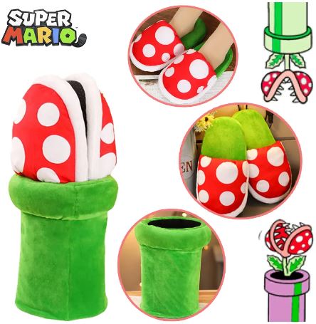 Comfy Super Mario Piranha Plant Plush Slippers